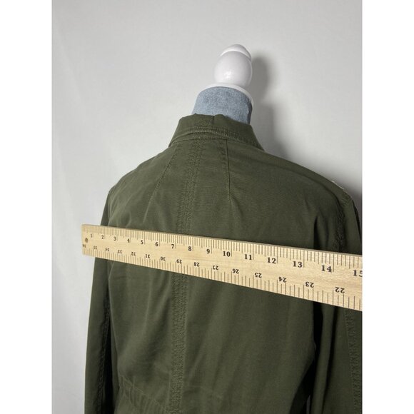 CAbi Women's Sz Small Olive Green Military Anorak Jacket Pockets Lightweight Fal - Picture 13 of 15